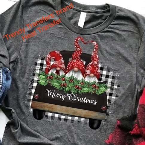 Merry Christmas Truck Gnomes Screen Print Transfer