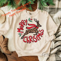 Merry Christmas Leopard Reindeer Screen Print Transfer
