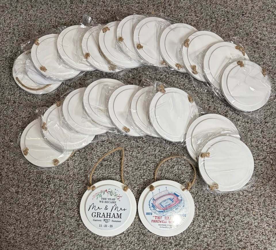 Sublimation Ornament Blanks – Round Hanging Wood Ornaments – Set of 20