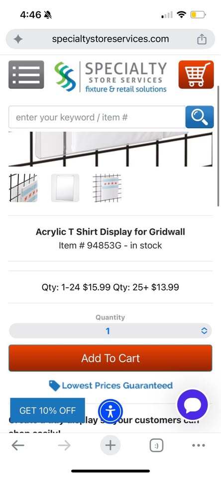 Acrylic T-Shirt Display Holders – Gridwall – Set of 8 Commercial Displays Lot, 2 Sets Available