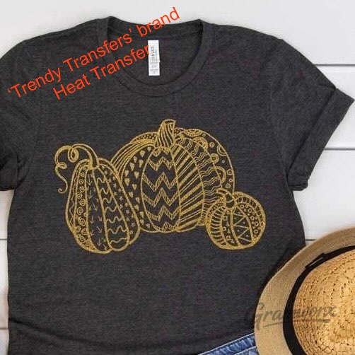 3 Shimmer Pumpkins Screen Print Transfer