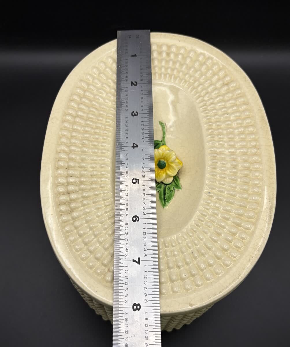 Vintage Maruhon Ware Japan Hobnail Covered Bowl Yellow Flower Pat 63207