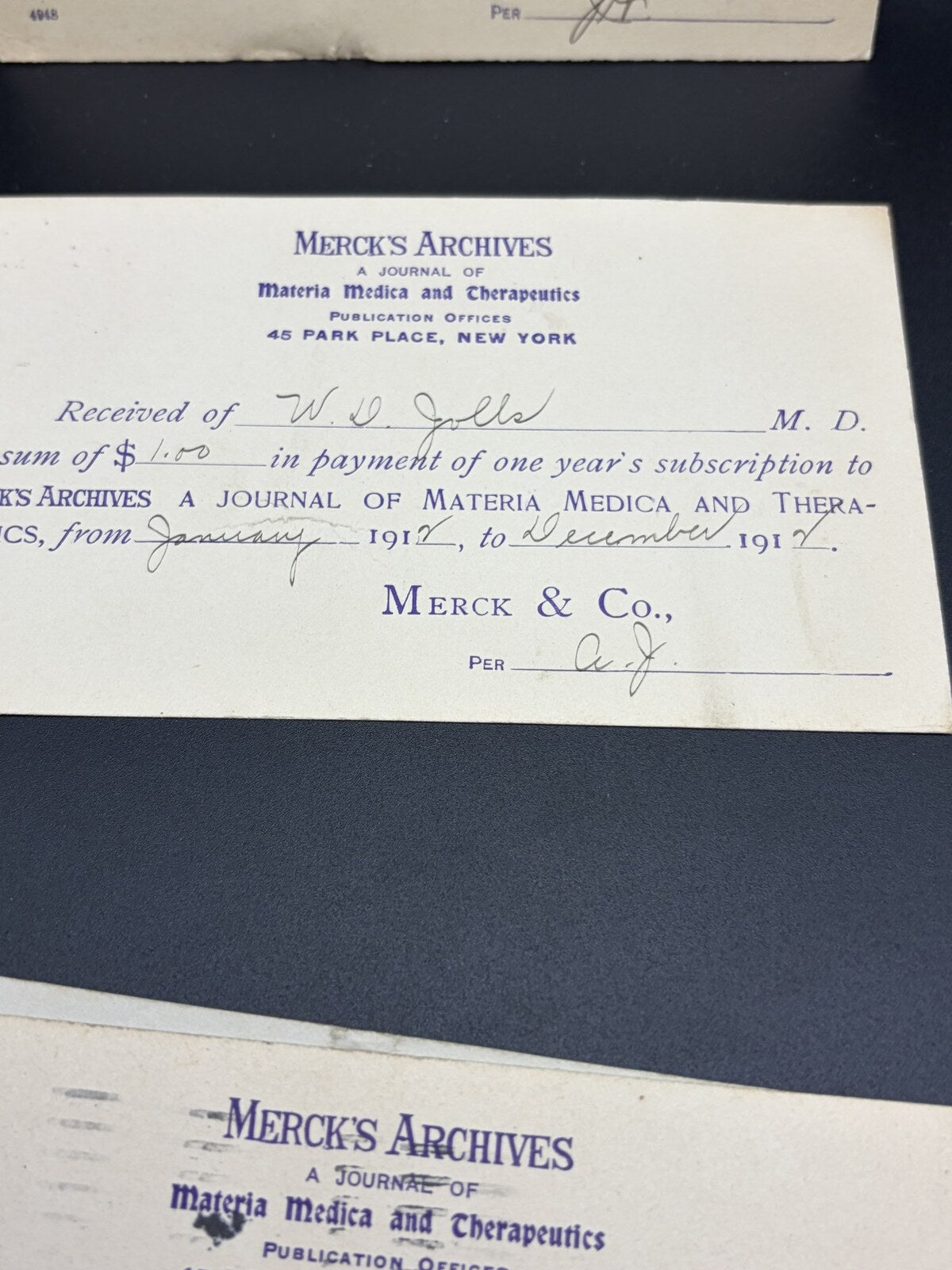 Antique Mercks Archives Therapeutic Gazette Medical Receipt Cards Lot