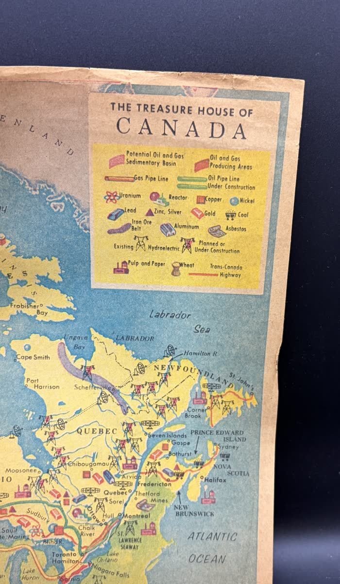 Vintage Treasure House of Canada Pictorial Map Cold War DEW Pinetree Radar