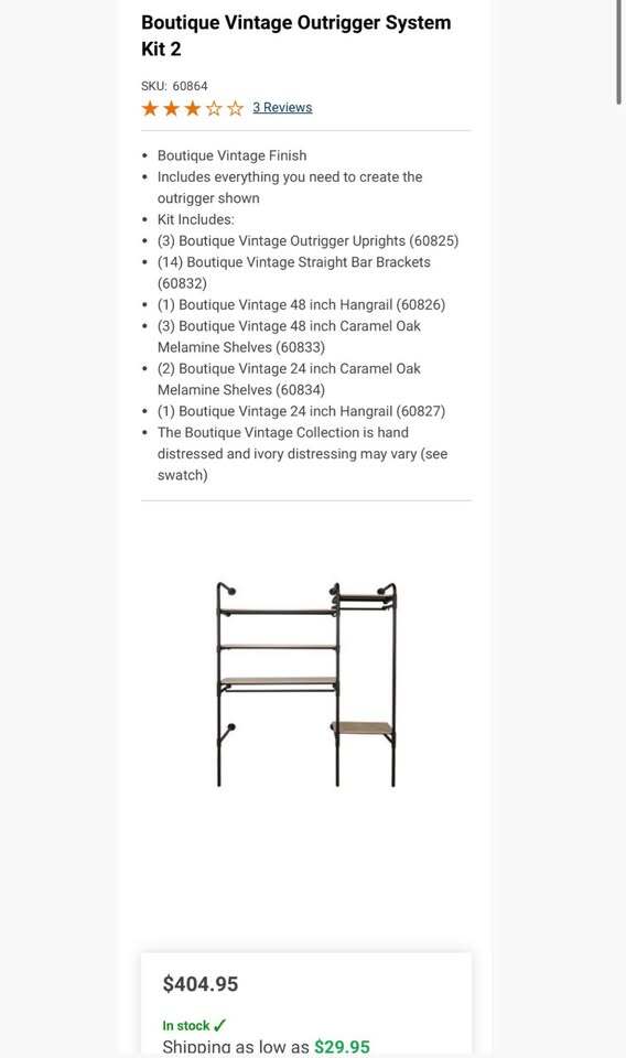 Boutique Vintage Full Outrigger Display System Kit #2 – Shelf-Heavy Retail Package