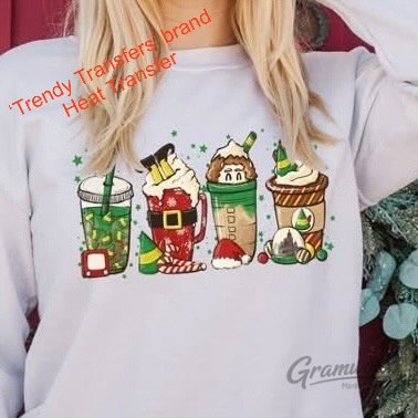 Elf Christmas Lattes Screen Print Transfer