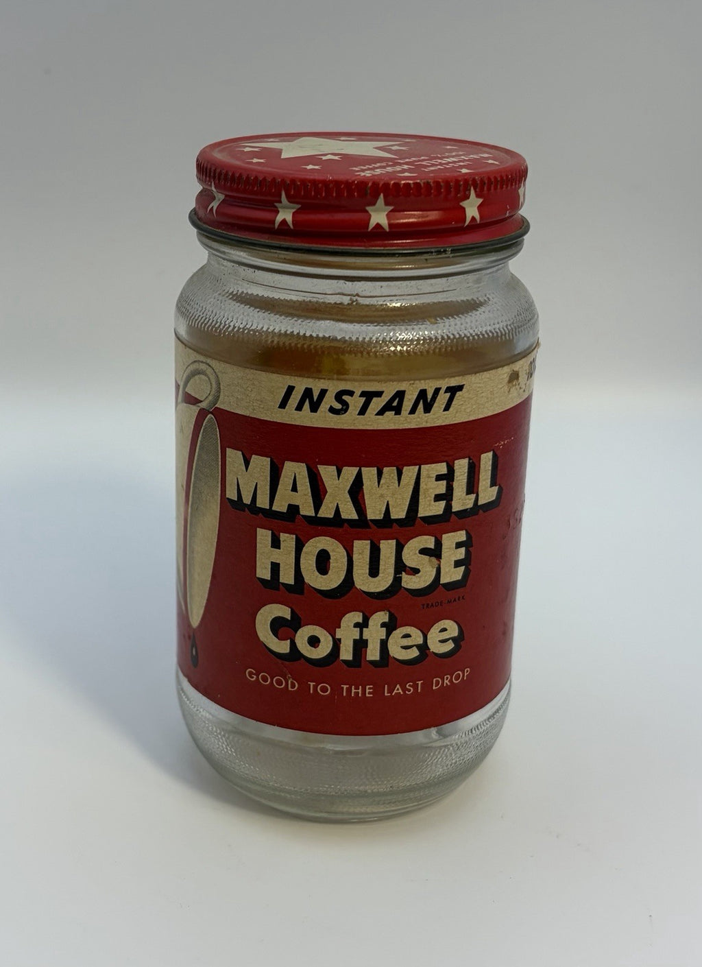Vintage 1950s Maxwell House Instant Coffee Jar Red Star Lid Anchor Hocking
