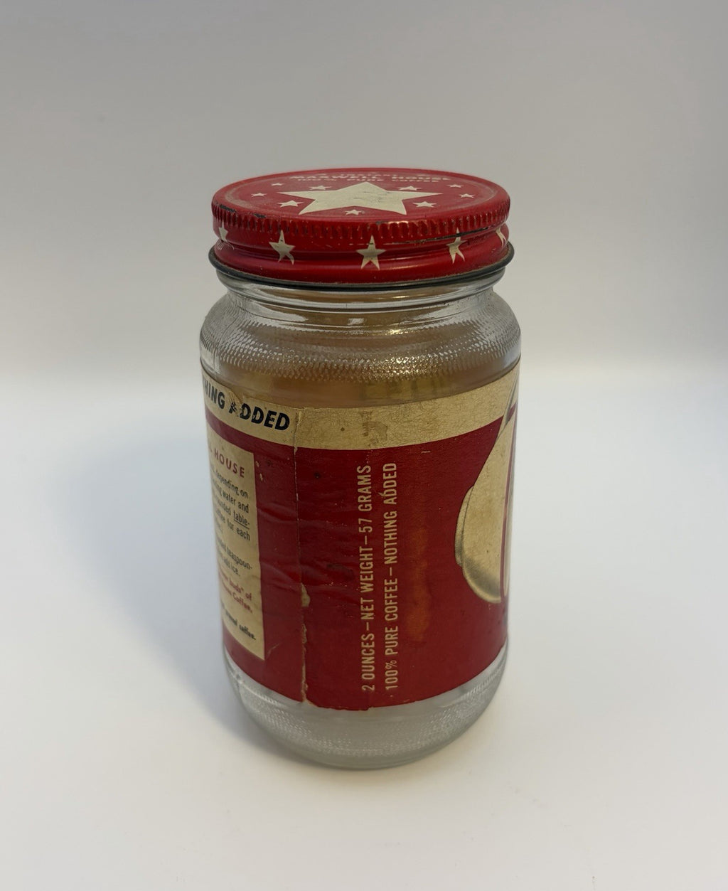 Vintage 1950s Maxwell House Instant Coffee Jar Red Star Lid Anchor Hocking