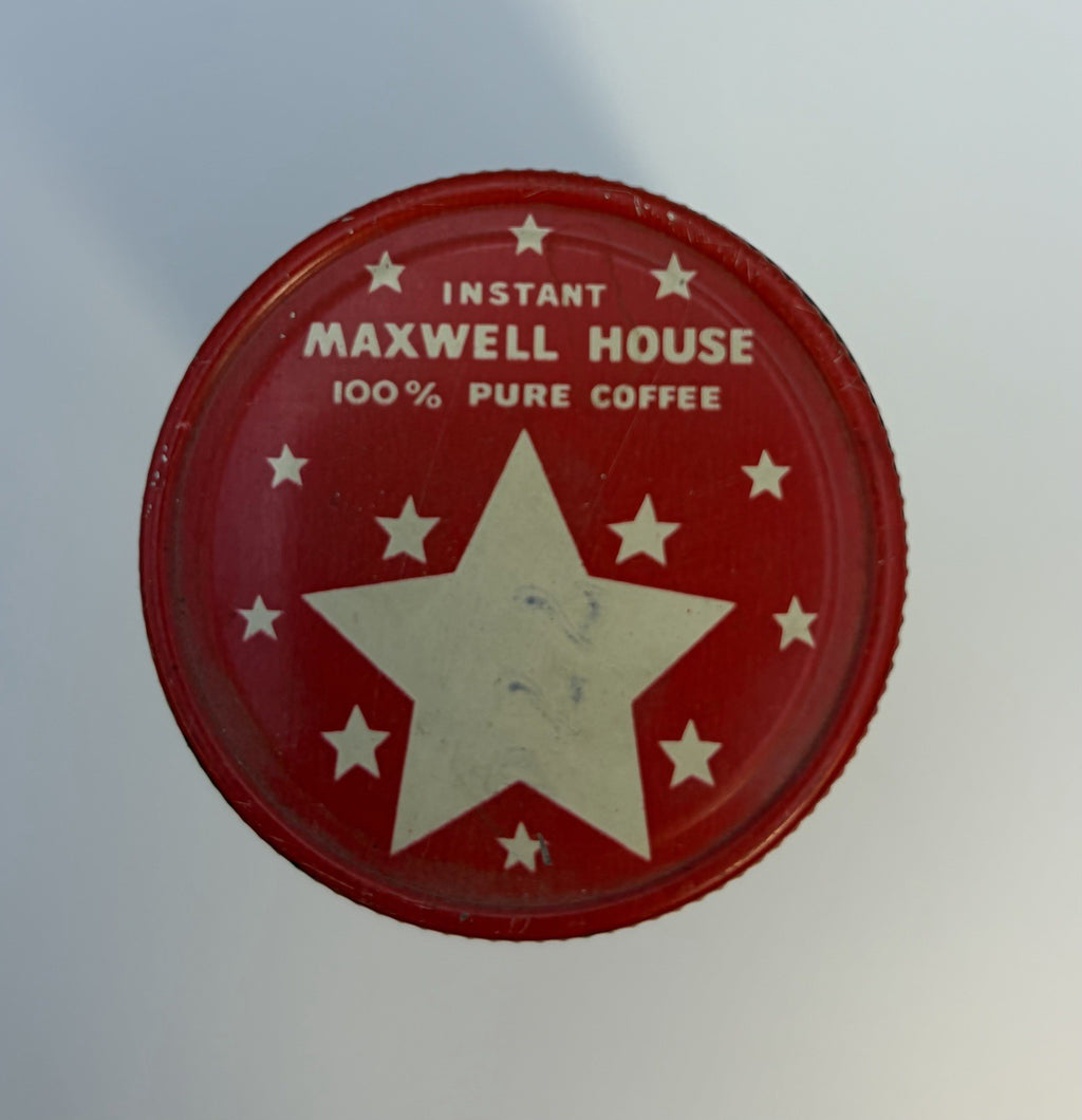 Vintage 1950s Maxwell House Instant Coffee Jar Red Star Lid Anchor Hocking