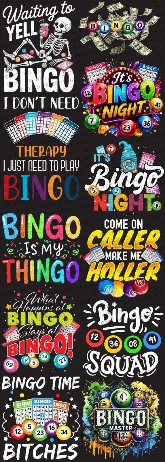 #1 – BINGO THEME DTF Gang Sheet – 22x60