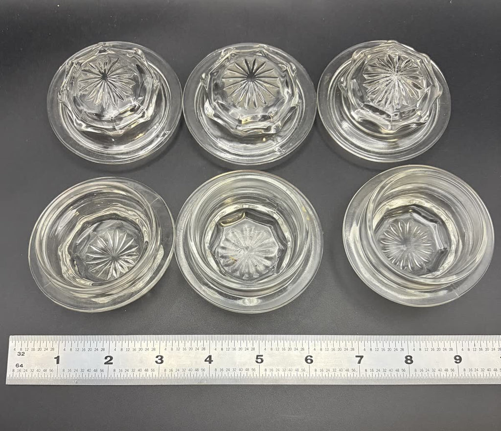 Vintage Anchor Hocking Apothecary Jar Lids Set of 6 Starburst 2.75in