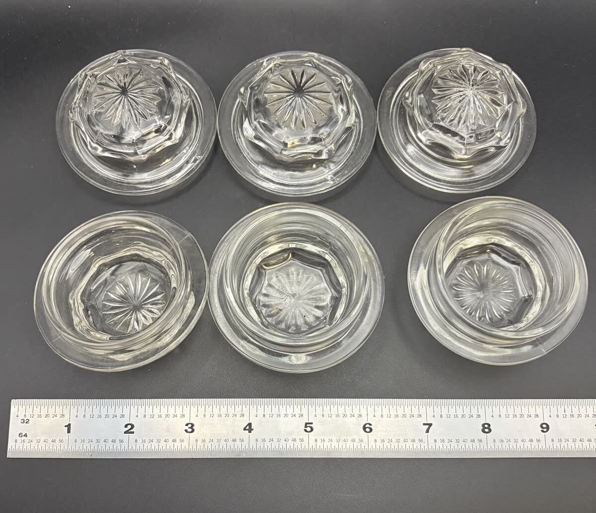 Vintage Anchor Hocking Apothecary Jar Lids Set of 6 Starburst 2.75in