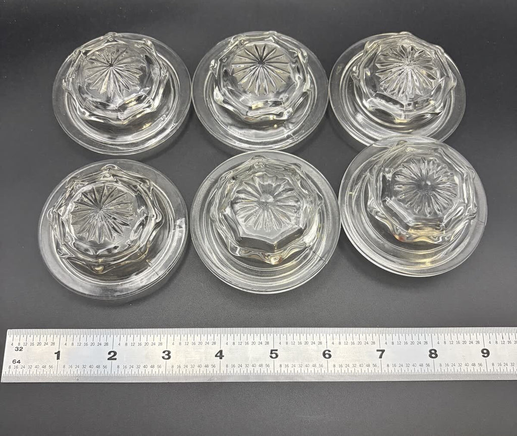 Vintage Anchor Hocking Apothecary Jar Lids Set of 6 Starburst 2.75in