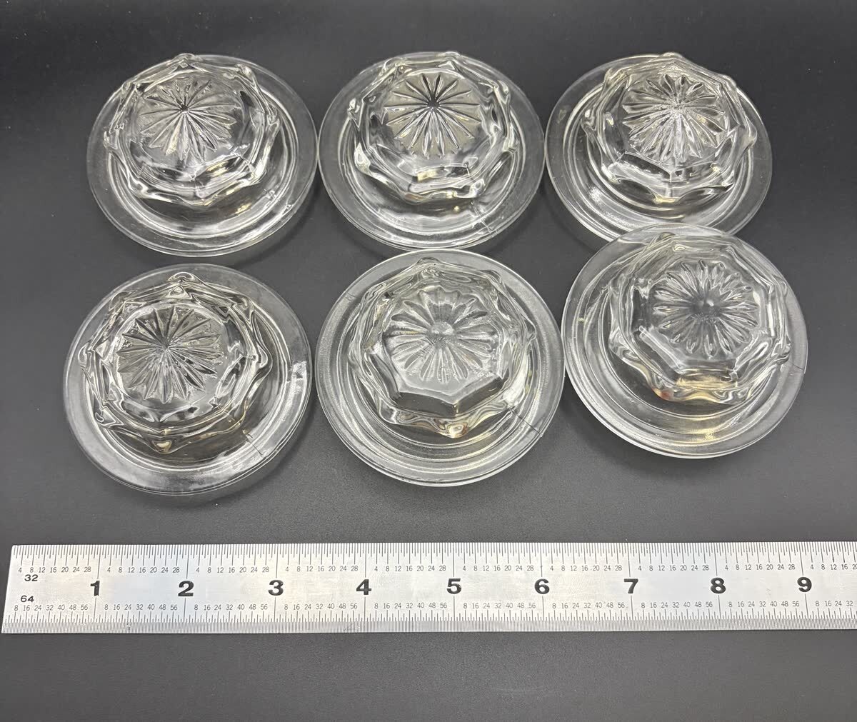 Vintage Anchor Hocking Apothecary Jar Lids Set of 6 Starburst 2.75in