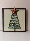Handmade Framed Metal Christmas Tree Wall Decor – Rustic Holiday Wall Art – Farmhouse