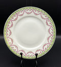 Vintage German Porcelain Pink Rose Swag Plate Green Geometric Border Gilt Rim