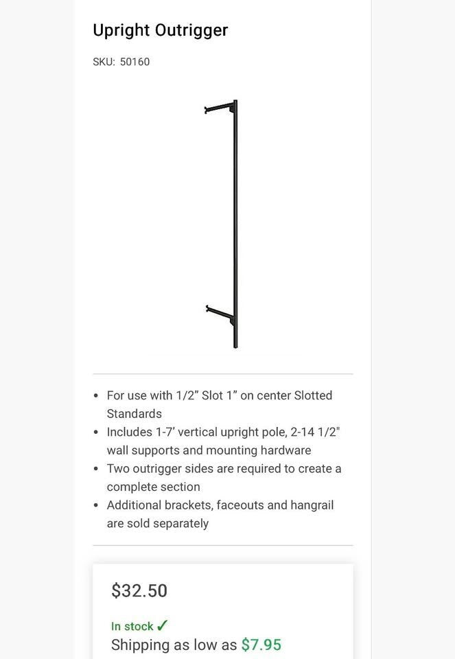 Simple Upright Outrigger Display Standard – Commercial Retail Fixture