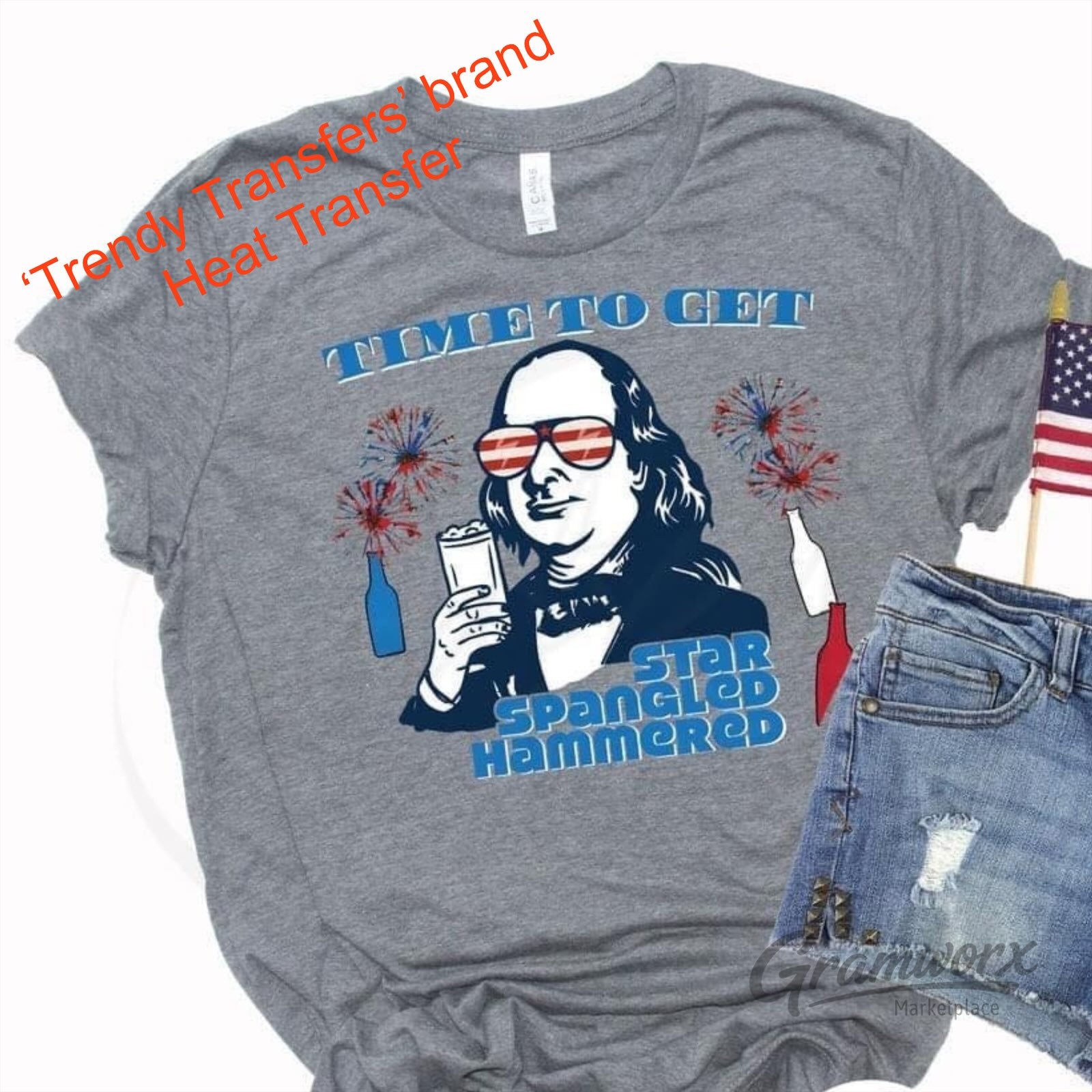 Time to Get Star Spangled Hammered - Screen Print Transfer