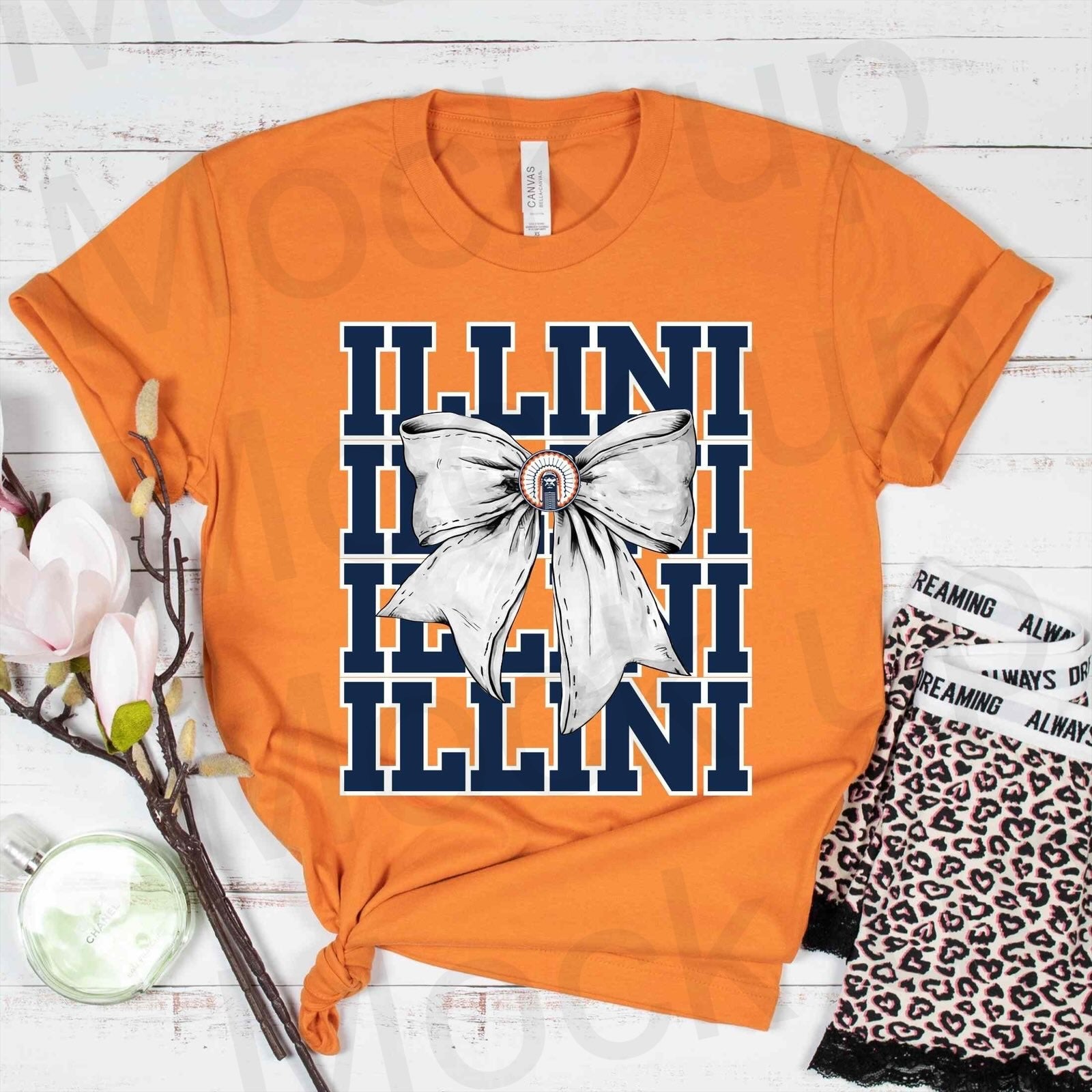 Illini Basketball - Illini Repeat White Bow- Throwback