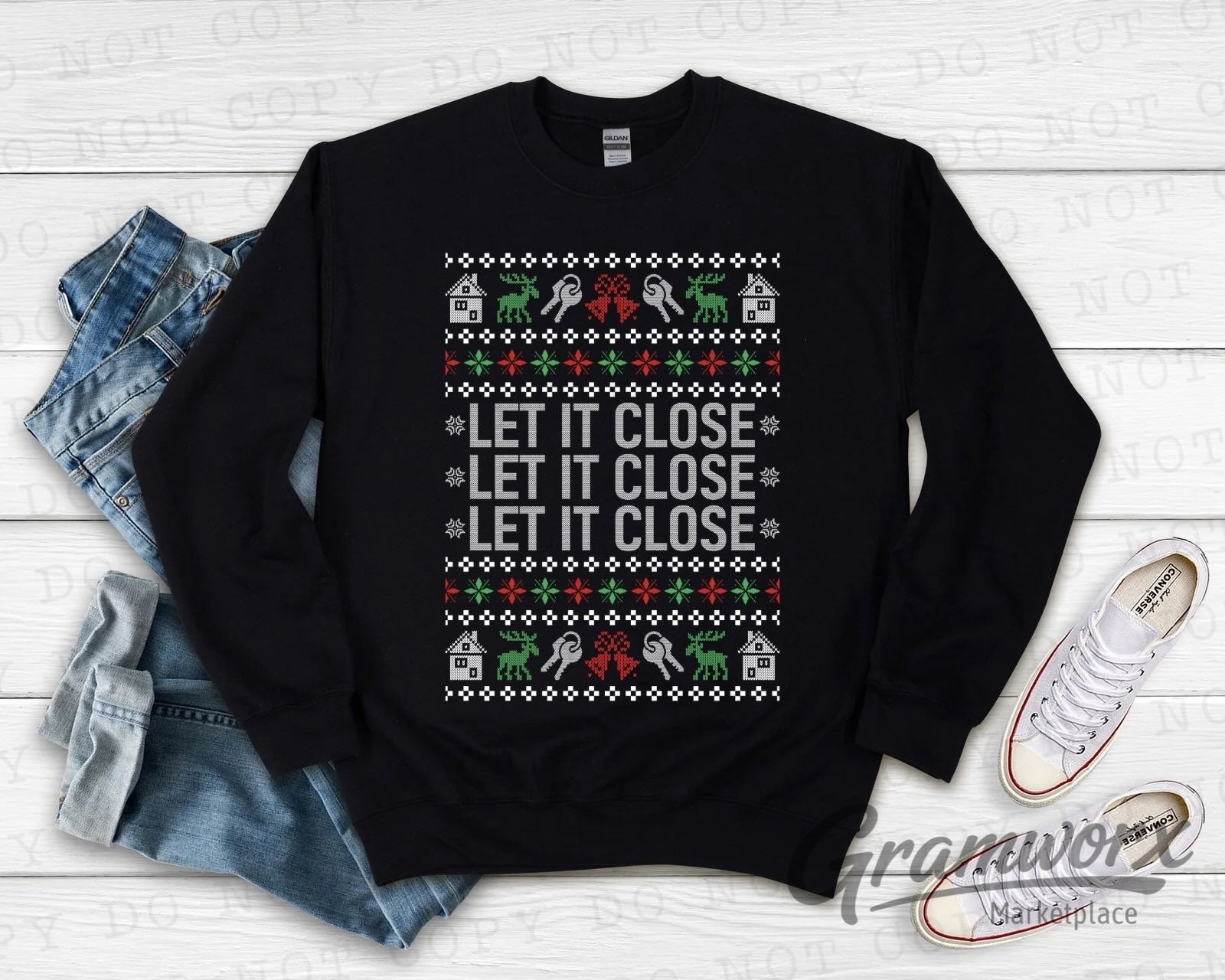 Let It Close Ugly Christmas Realtor Sweatshirt