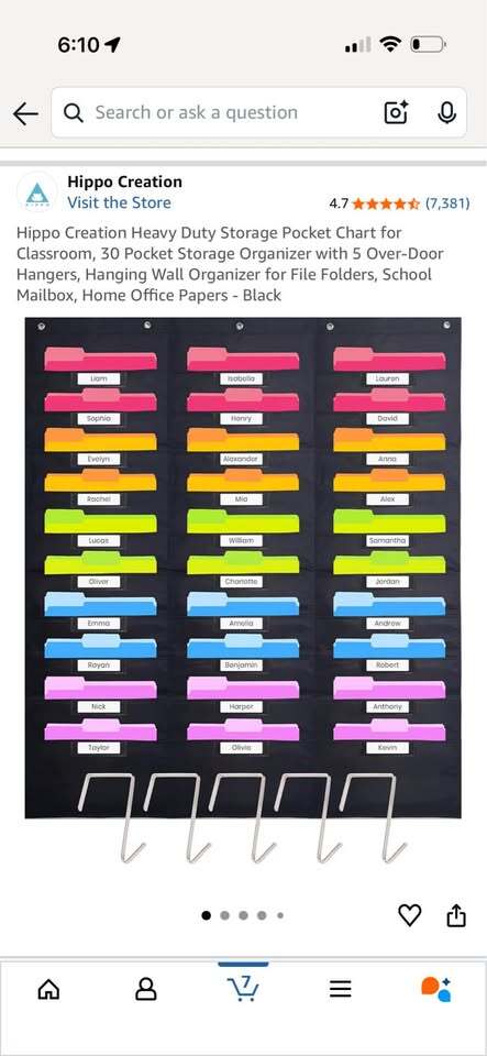 30 Pocket Hanging Organizer Set – Classroom / Retail Storage – Lot of 3
