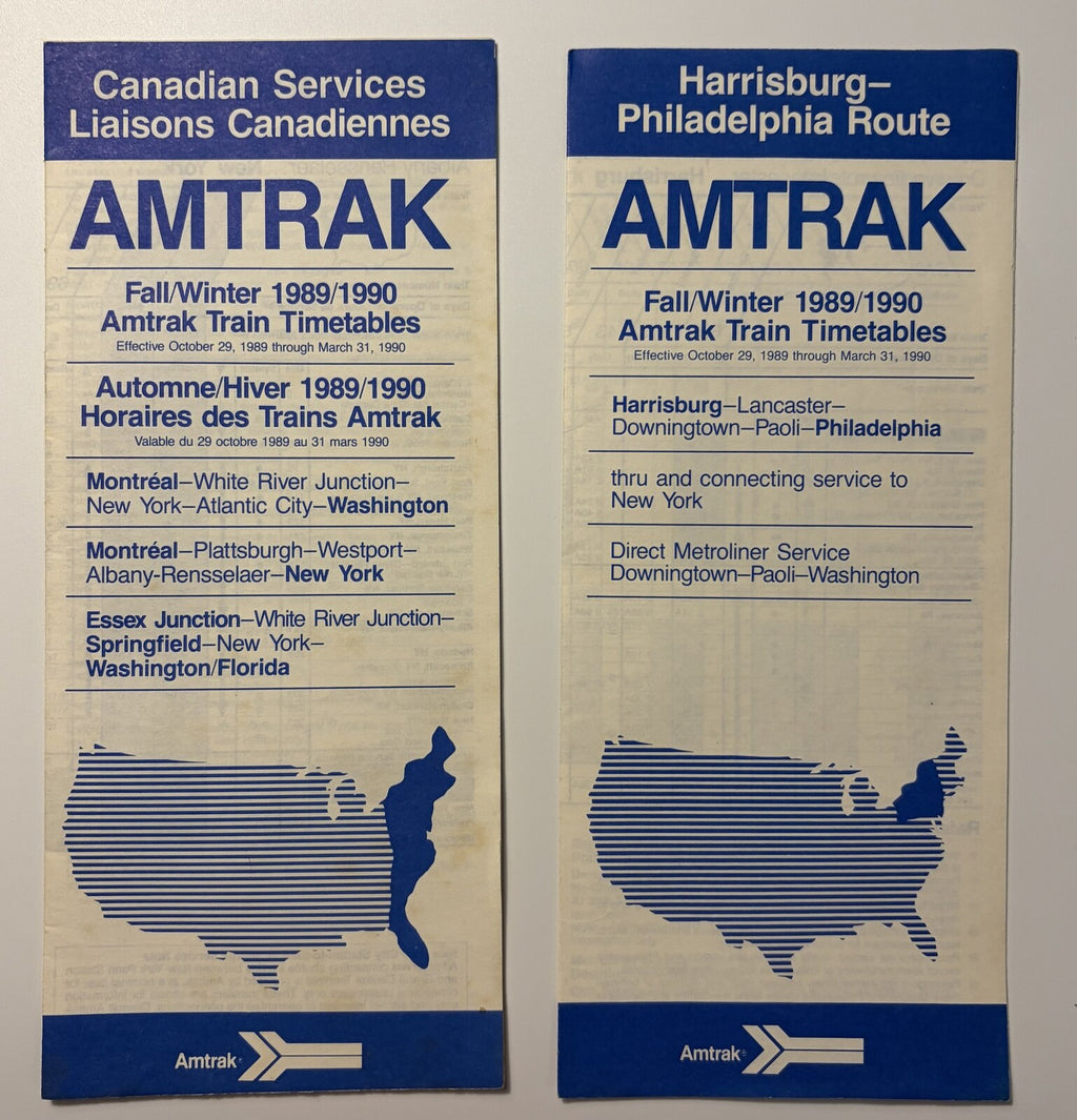 Amtrak 1989-1990 Timetables Lot of 6 NY Canada Gulf Breeze Thanksgiving
