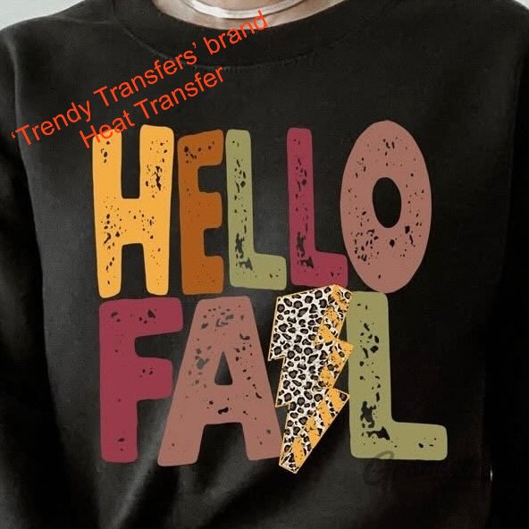 Hello Fall Bolt Screen Print Transfer