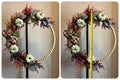 Handmade Fall Pumpkin Wooden Bead Hoop Wreath – Rustic Autumn Decor – Farmhouse