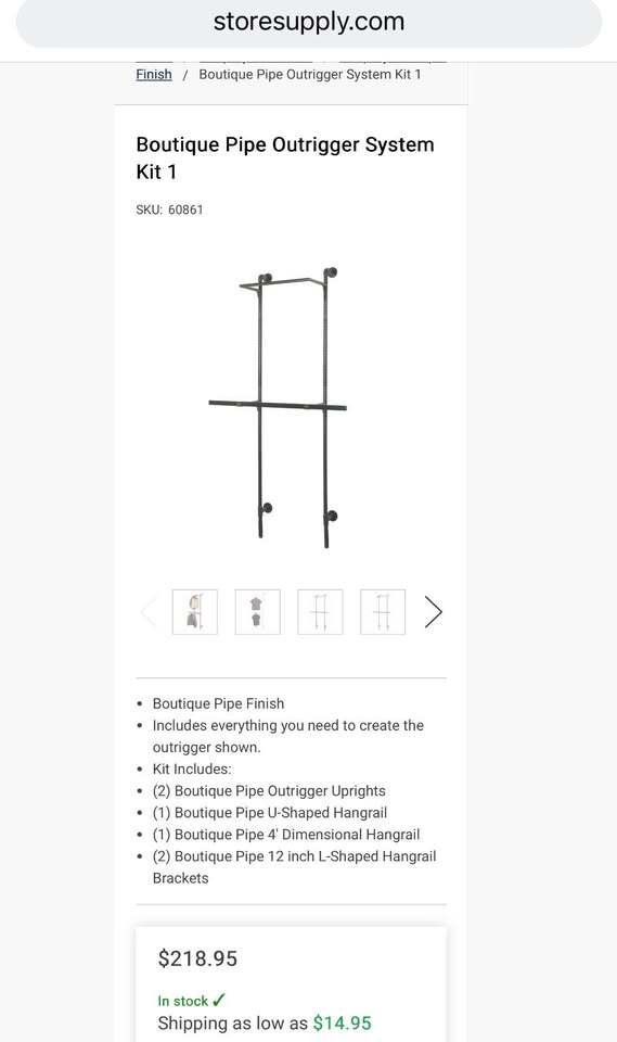 Boutique Pipe Outrigger Display System Kit#1 + Extra Hangrails – Retail Wall Displays