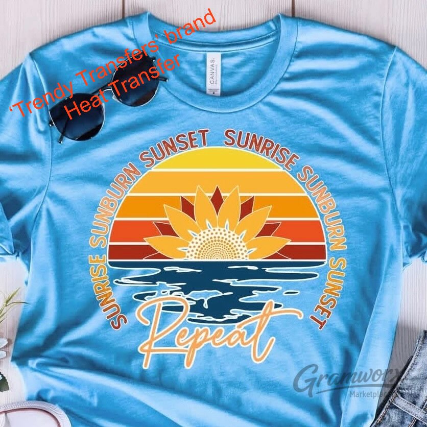 Sunrise Sunburn Sunset Screen Print Transfer