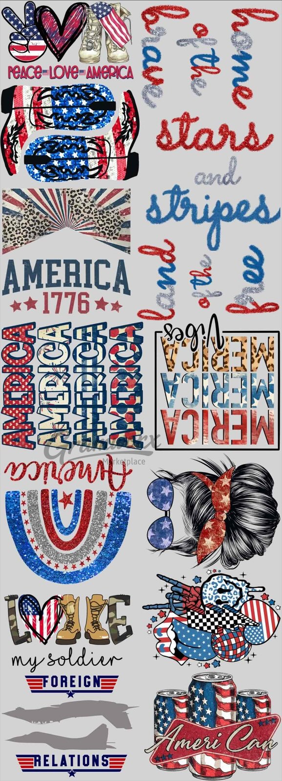 #4 – 4th of July DTF Gang Sheet – 22x60