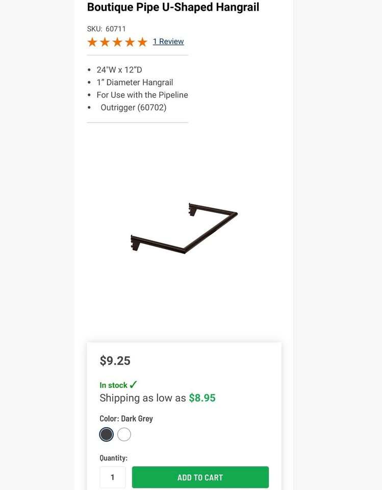 Boutique Pipe Outrigger Display System Kit #2 + Extra Hangrail – Retail Wall Display Setup