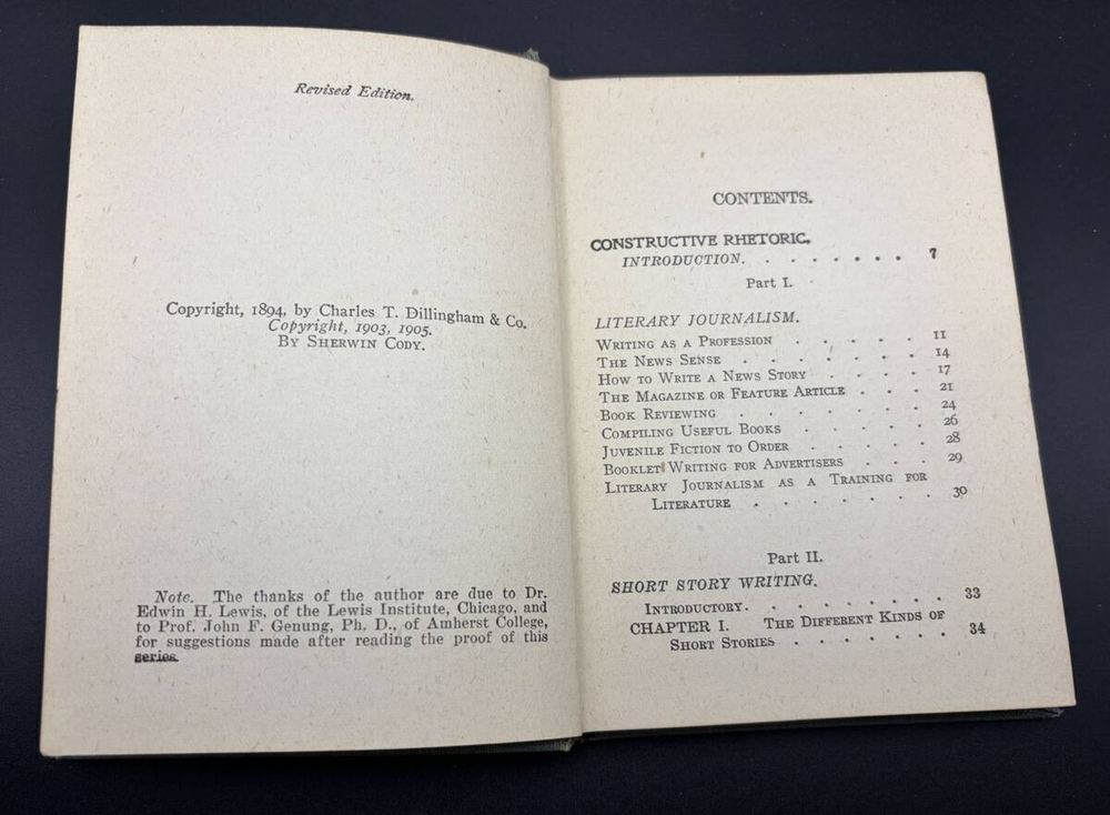 Antique Sherwin Cody Story-Writing & Journalism Literary Digest Edition