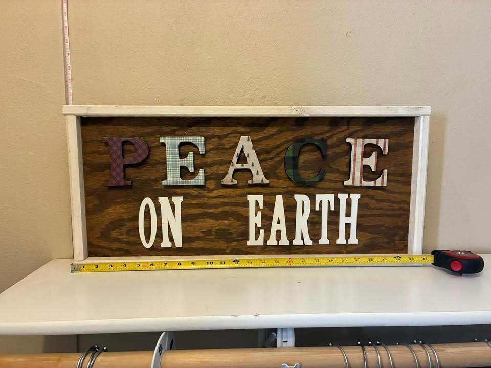 Handmade “Peace on Earth” Wood Sign – Rustic Holiday Decor – Farmhouse Style