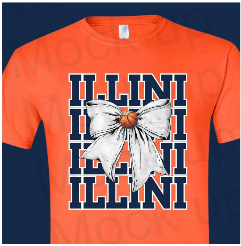 Illini Basketball Repeated White Bow