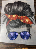 Messy Bun Patriotic DTF Transfer