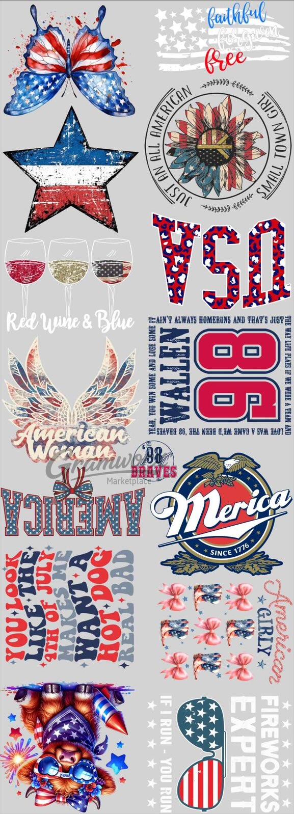 #5 – 4th of July DTF Gang Sheet – 22x60