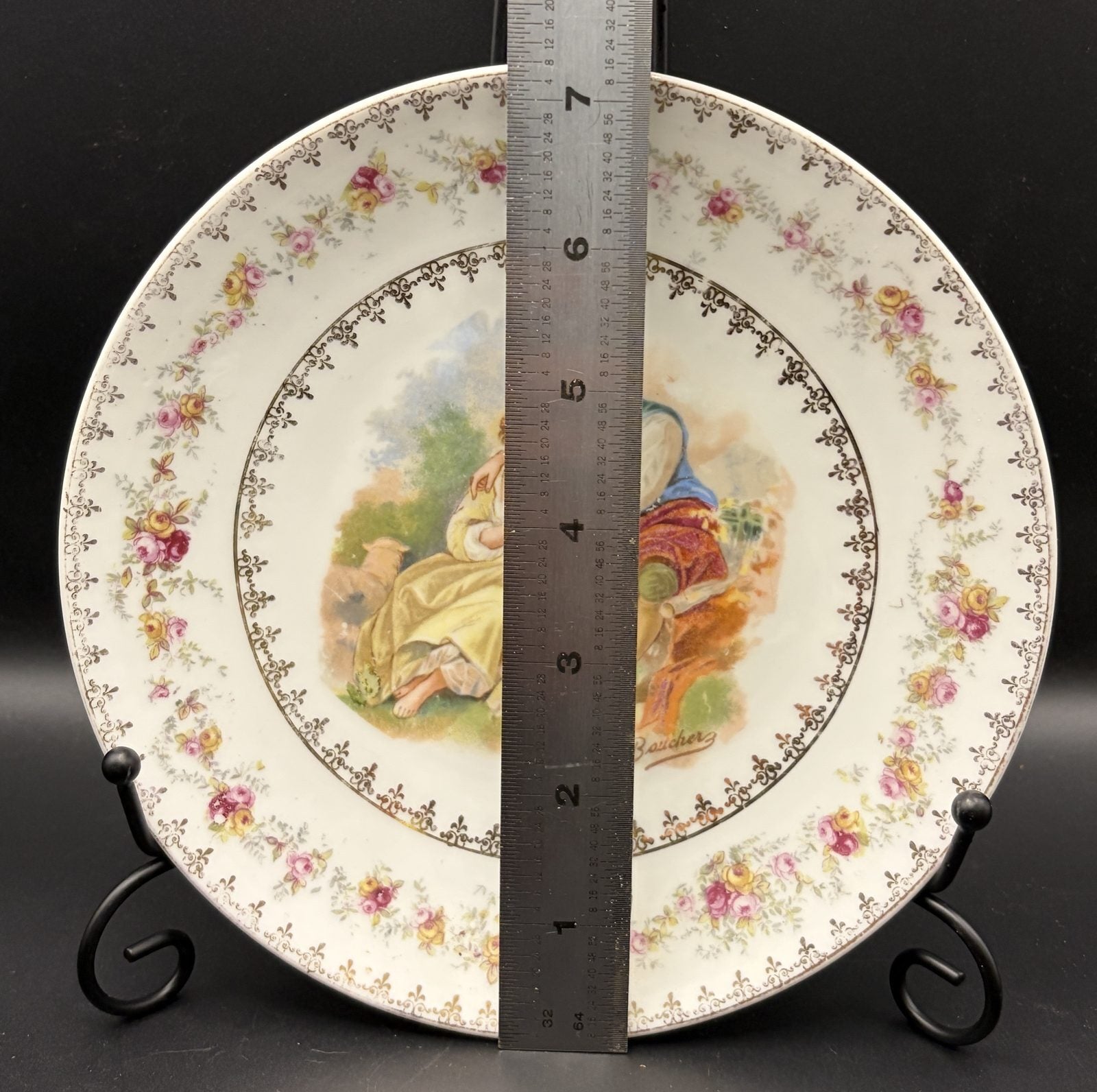 Antique MZ Austria Boucher Rococo Courting Couple Porcelain Plate 7.5"