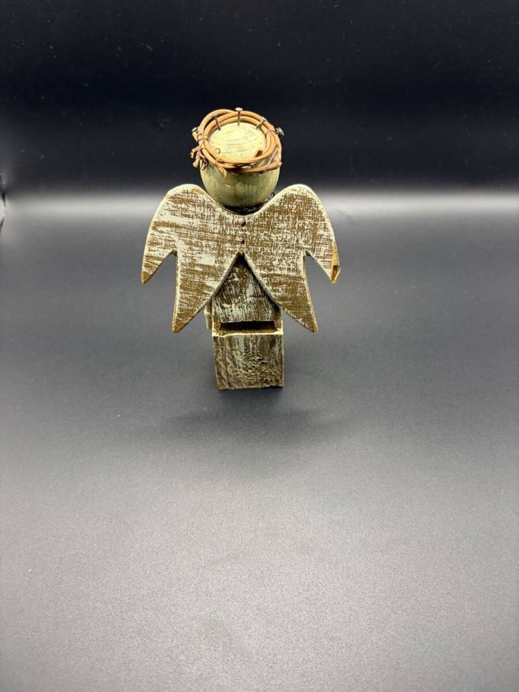 Rustic Wooden Angel Figurine Heart Twig Crown Primitive Country Decor
