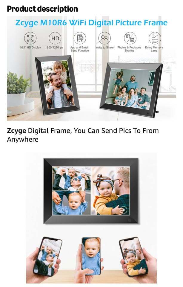 10.1” WiFi Digital Photo Frame – Smart App Sharing – HD Display