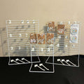 White Grid Jewelry Display Stands w/ Peg Hooks – 3 Piece Set (2 Medium + 1 Small)