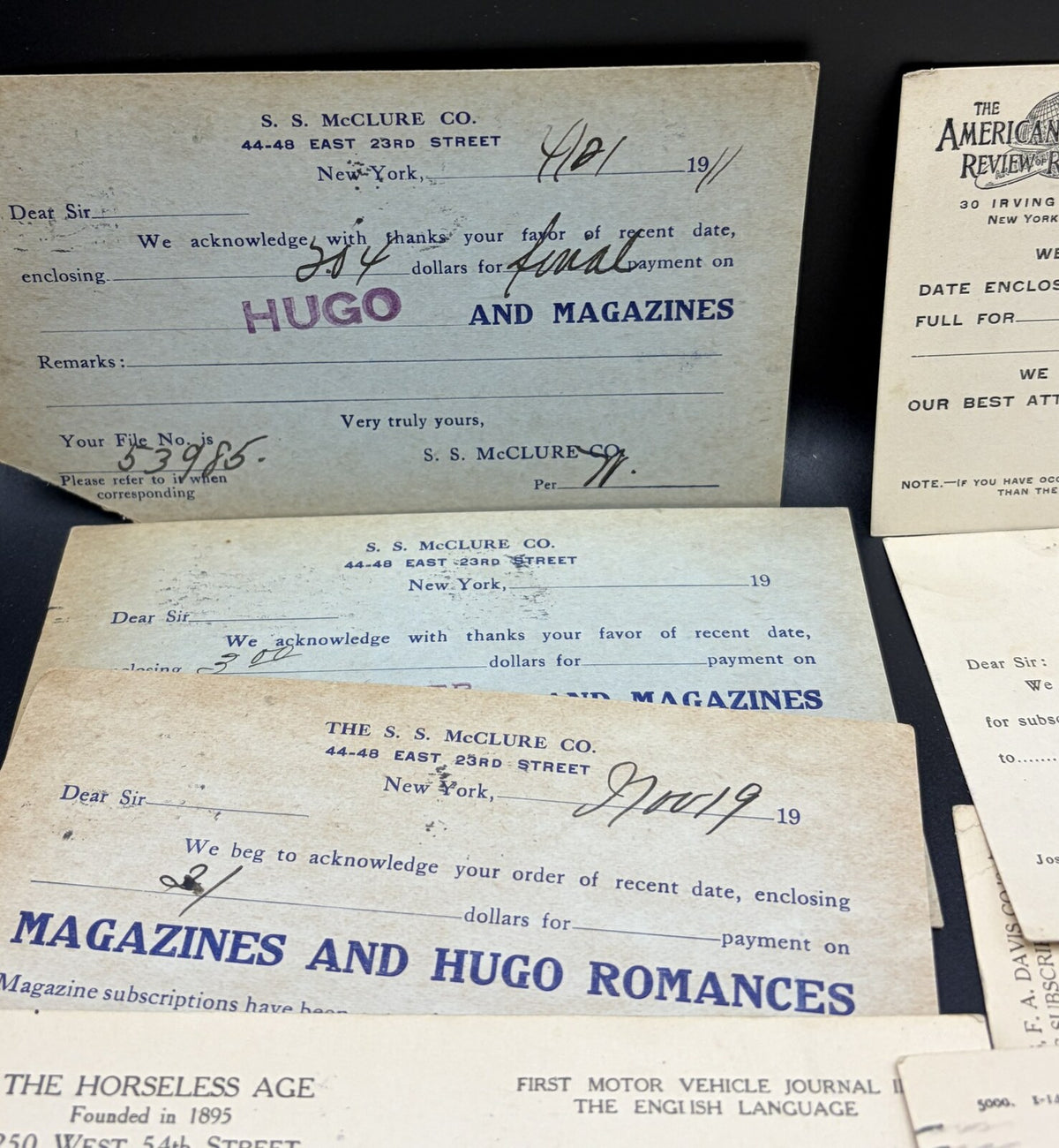 Antique Magazine Subscription Receipt Lot McClure Lippincott Ephemera
