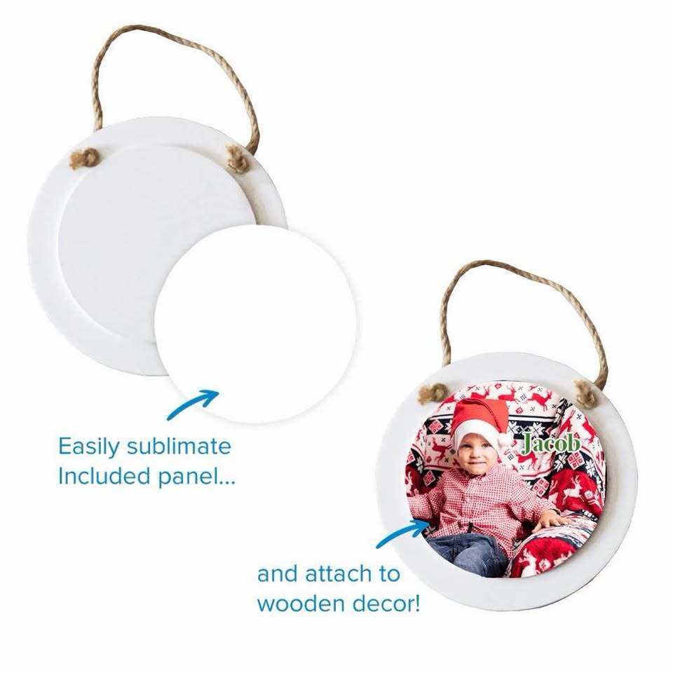 Sublimation Ornament Blanks – Round Hanging Wood Ornaments – Set of 20