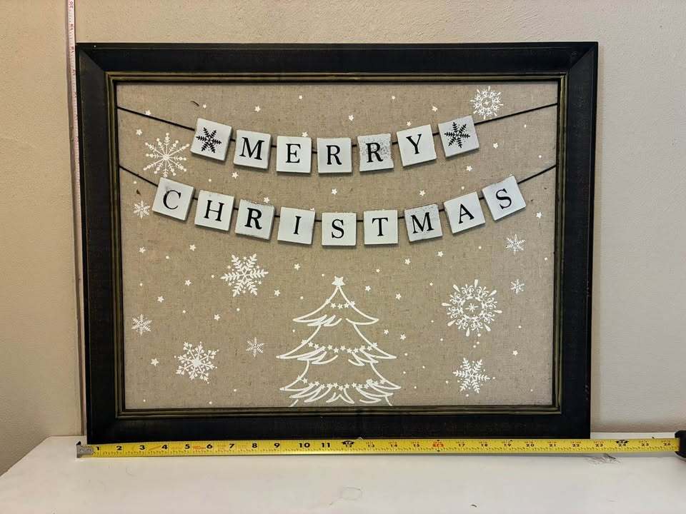 Merry Christmas Framed Wall Art – Holiday Decor – Neutral Style