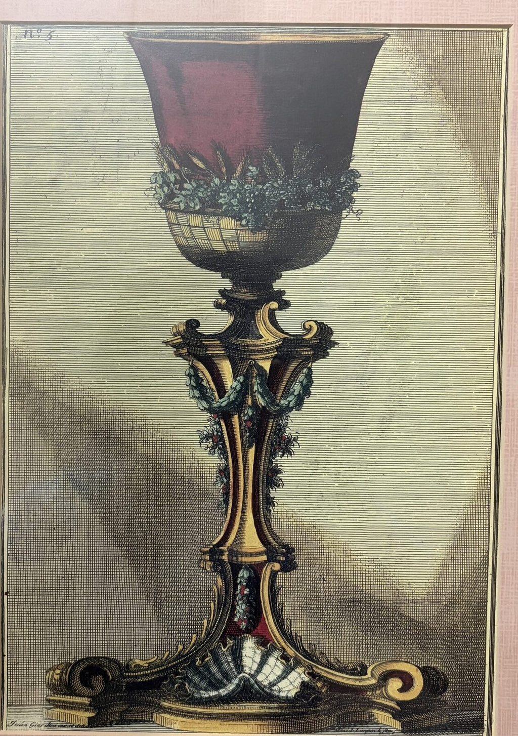 Framed Jean-Charles Delafosse No. 5 Ornamental Print Gold Frame
