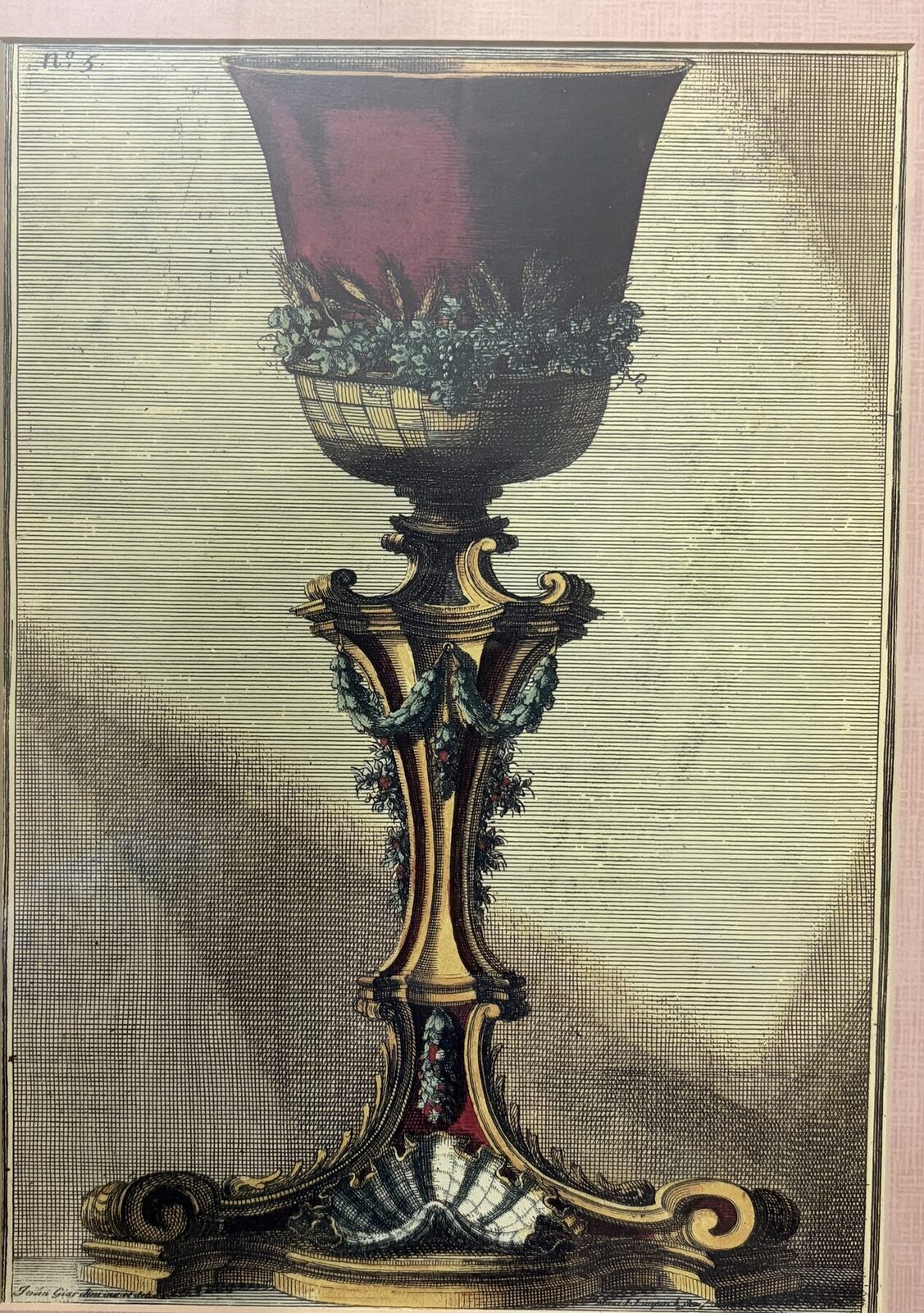 Framed Jean-Charles Delafosse No. 5 Ornamental Print Gold Frame