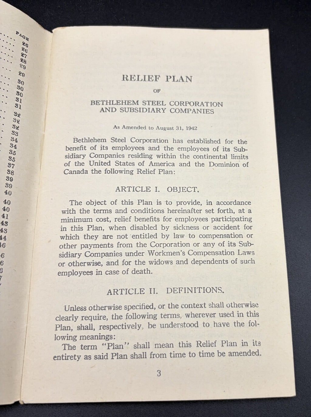 1924 Bethlehem Steel Relief Plan Employee Benefits Booklet Industrial History