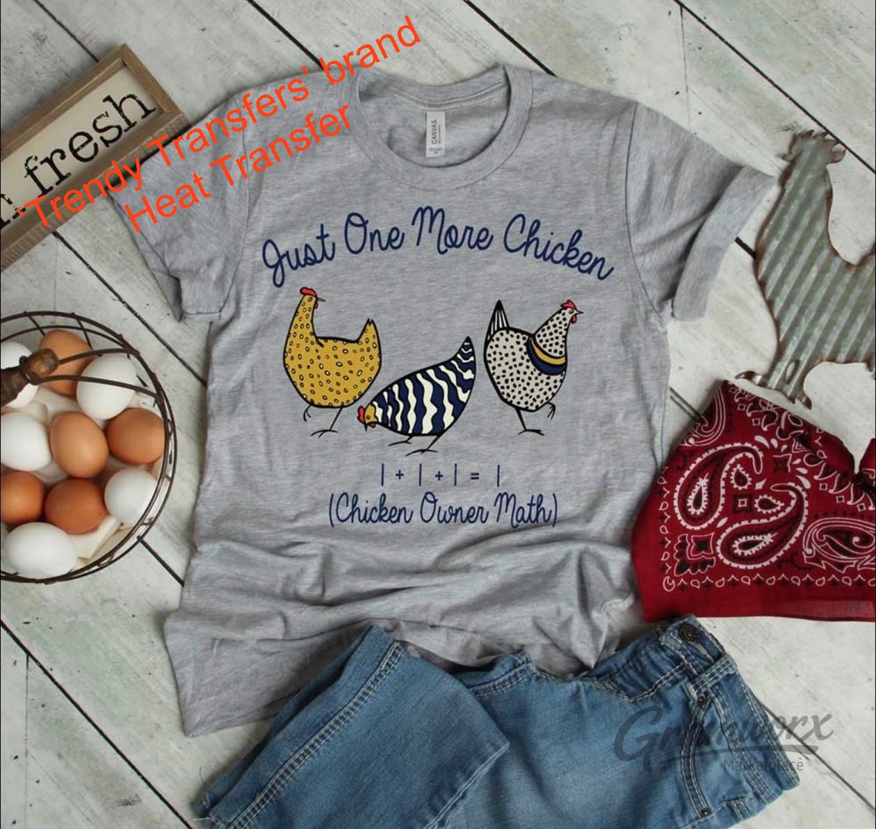 Just One More Chicken Screen Print Transfer