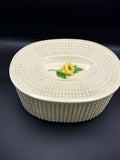 Vintage Maruhon Ware Japan Hobnail Covered Bowl Yellow Flower Pat 63207