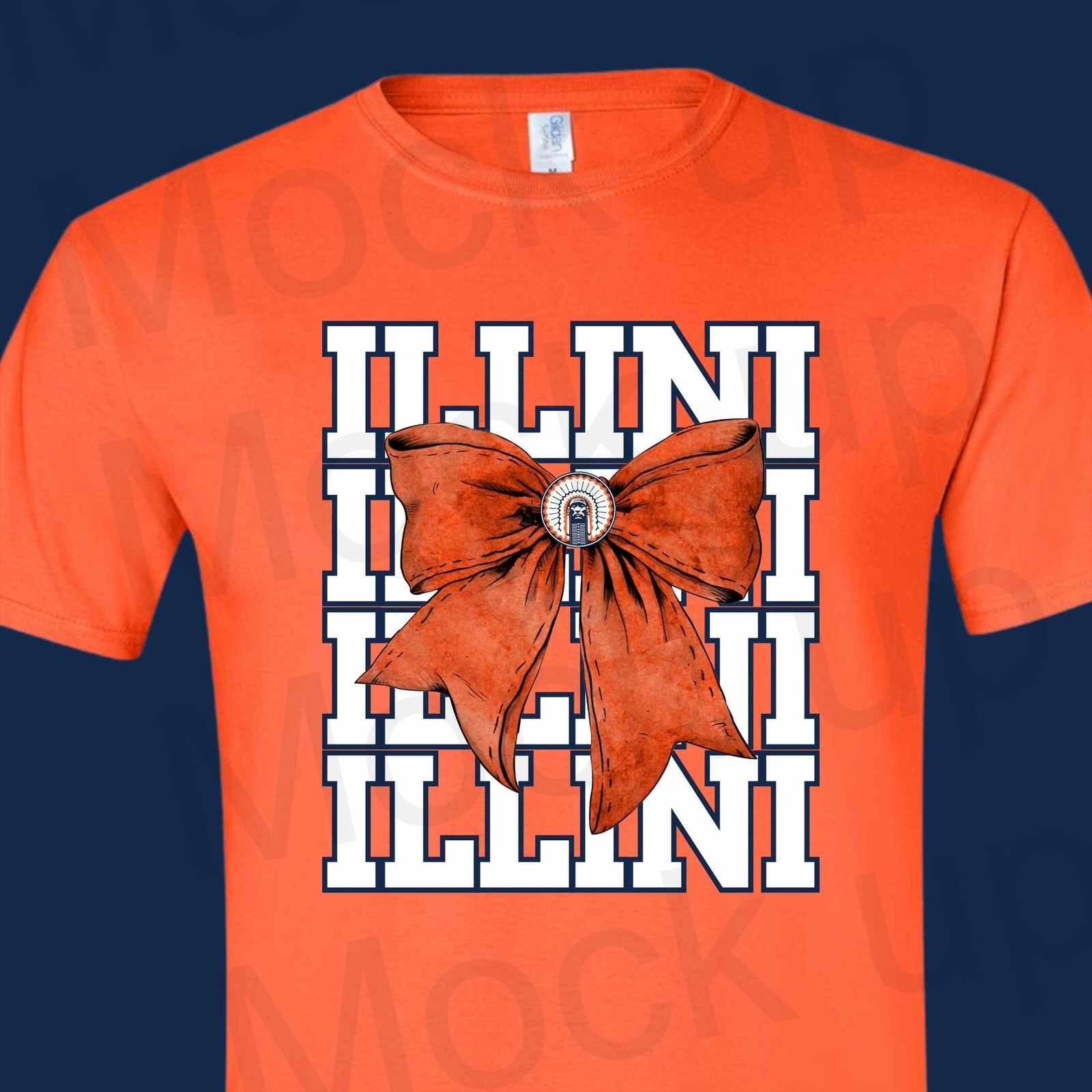 Illini Basketball - Illini Repeat Orange Bow- Throwback
